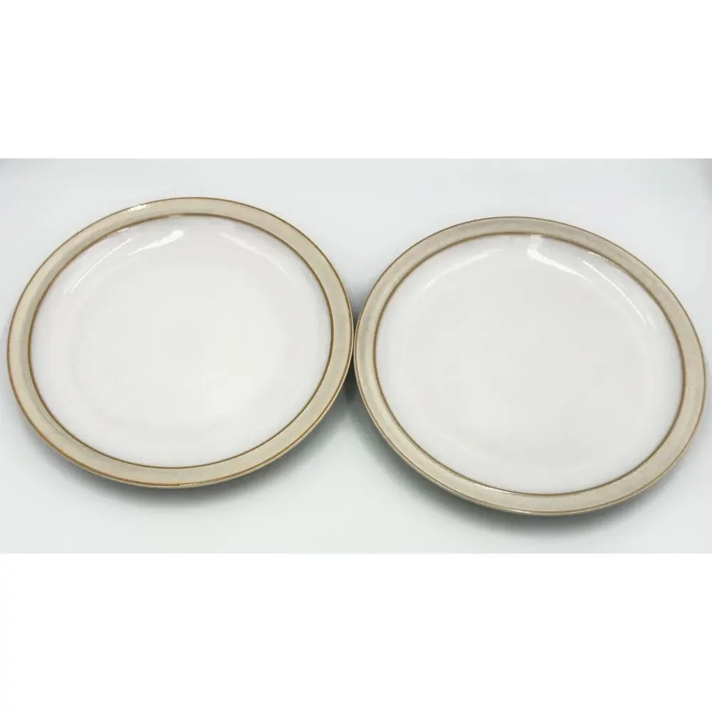 Denby Stoneware Linen Medium Salad Plates 2pc Set Made in England